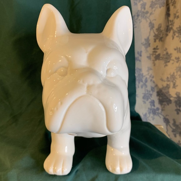 Large 13" White Ceramic French Bulldog Statue - Picture 2 of 8